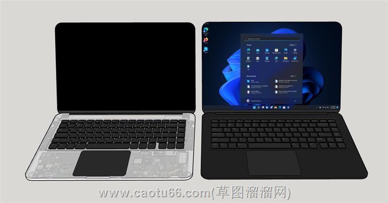 两台笔记本电脑模型