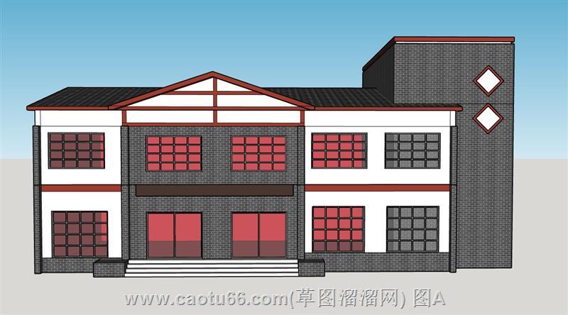 中式乡村建筑模型