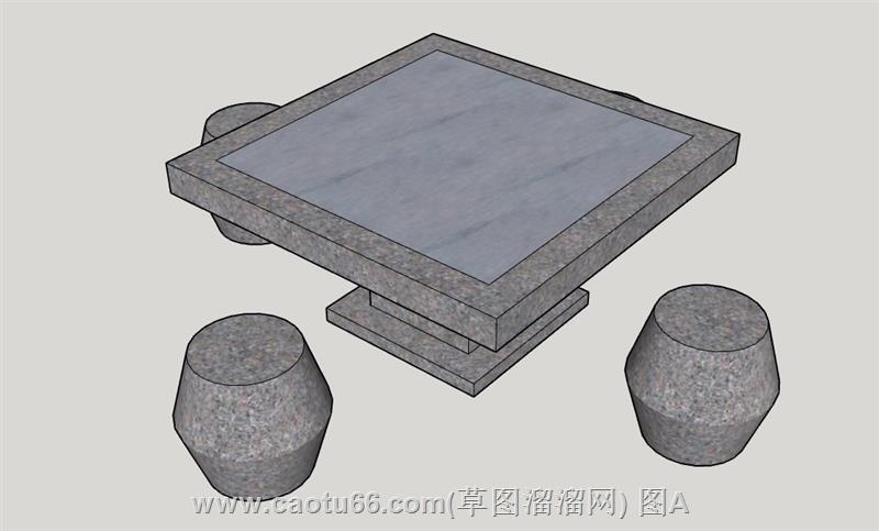 石桌石凳模型