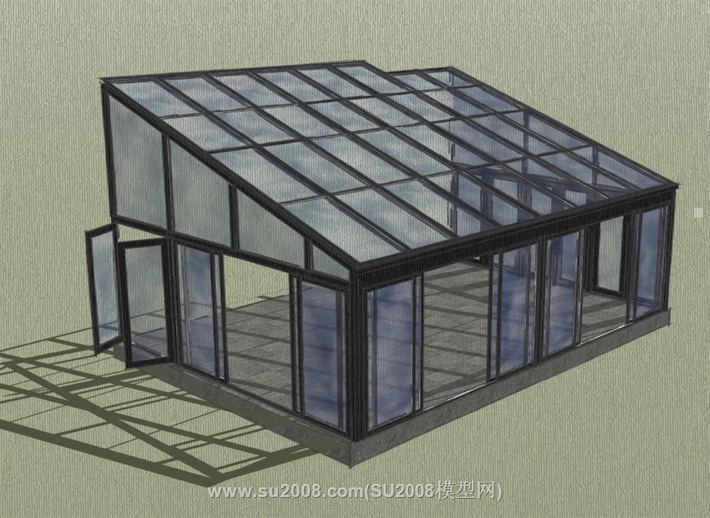 斜面玻璃阳光房su模型 2