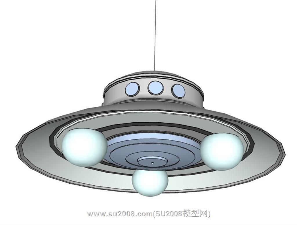 儿童飞碟吊灯su模型 2