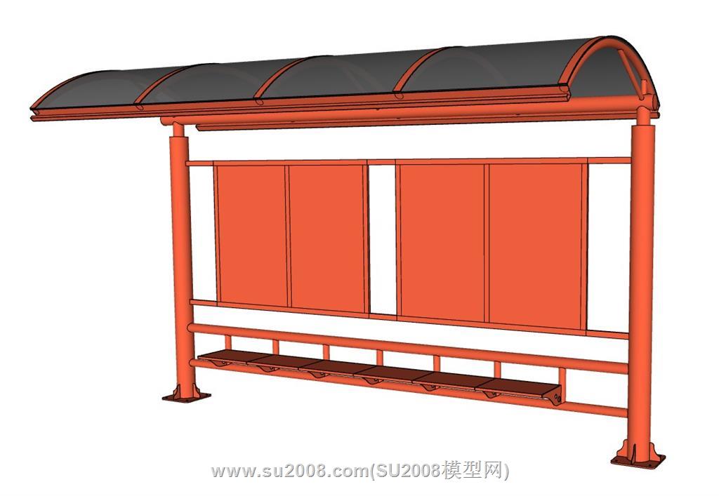 宣传栏座椅su模型 2