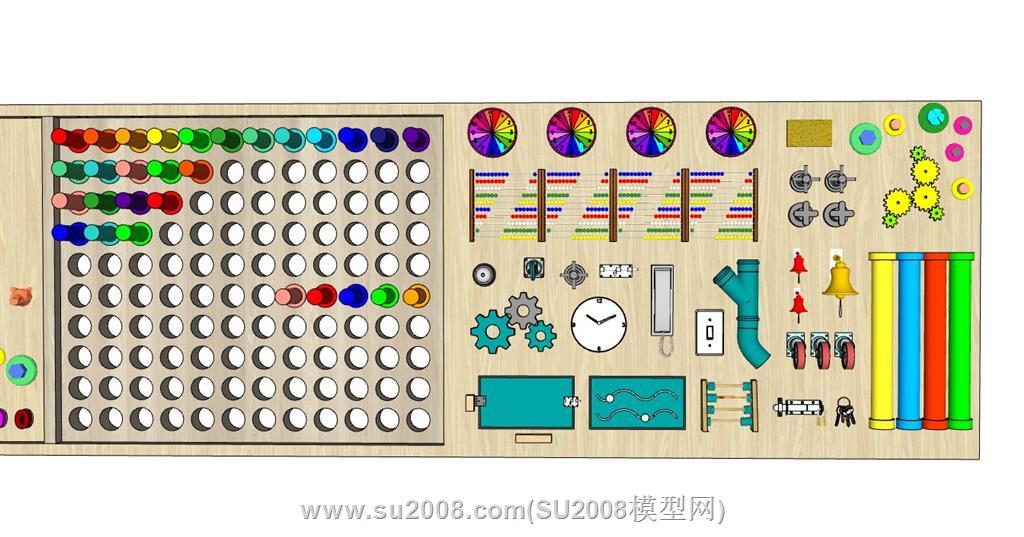 木质儿童墙幼儿墙su模型 2