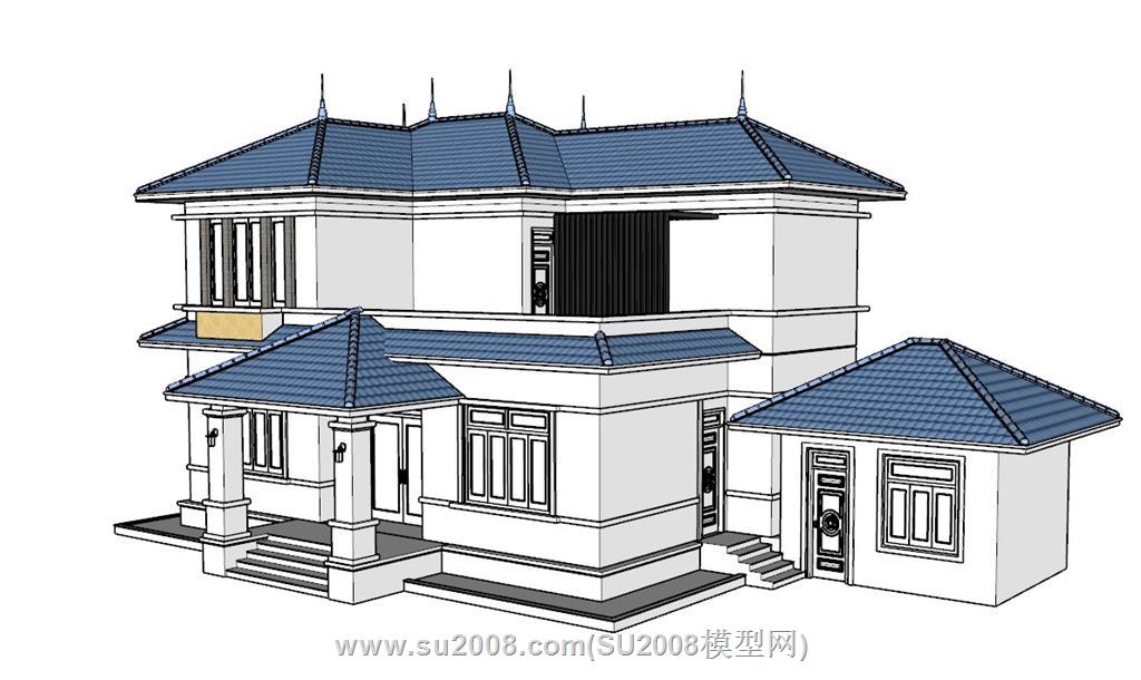 泰式风格别墅SketchUp模型-领略东南亚风情之美 2