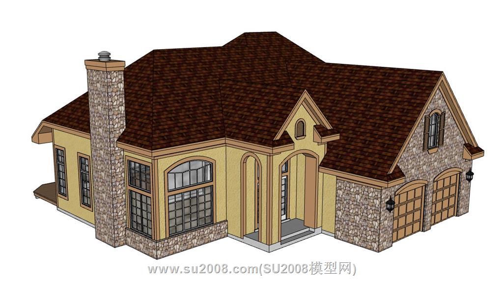 英式古典别墅建筑SketchUp模型-优雅复古免费下载 2