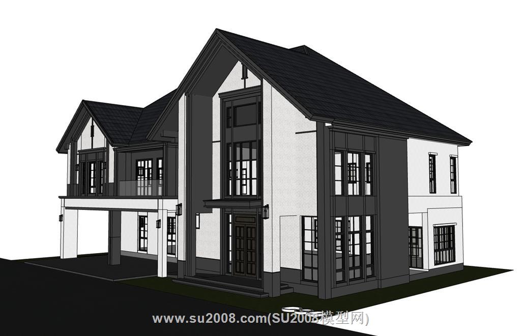 欧式新古典独栋别墅SU模型-奢华别墅设计之选 2