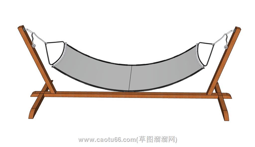 木制底座架的吊床su模型 2