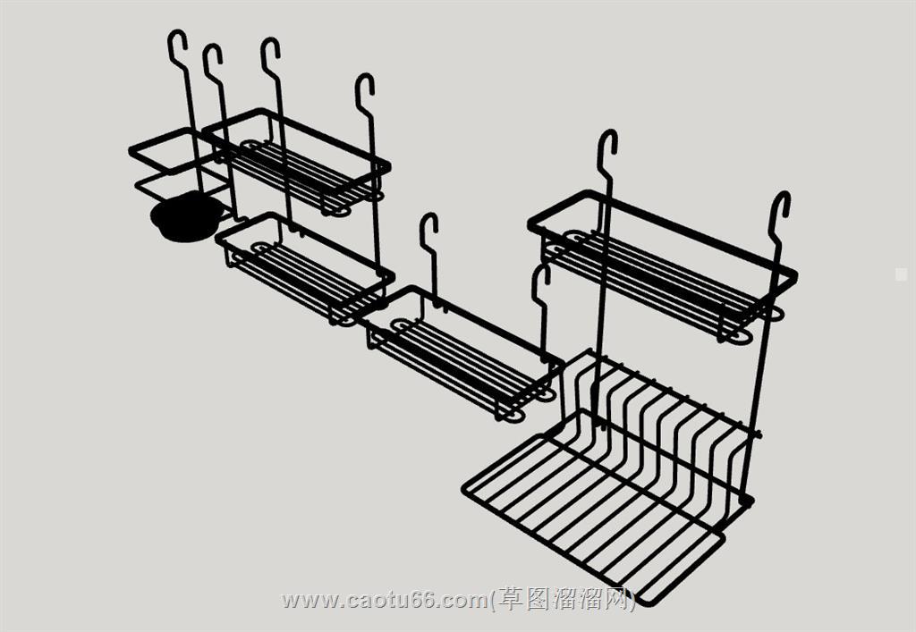 不锈钢沥水架su模型 2