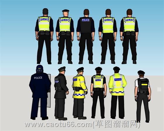 多国警员警察人物su模型 2