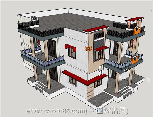 印尼风格别墅SU模型 2