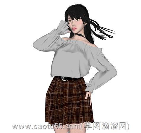 学生女孩人物su模型 2