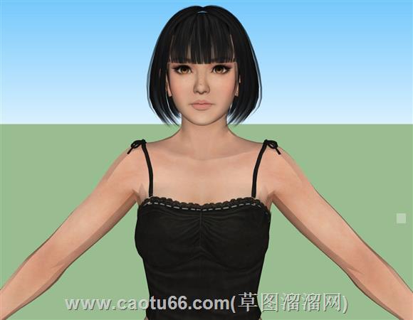 短发少女人物su模型 2