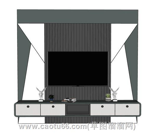 现代风格电视背景墙SU模型 2