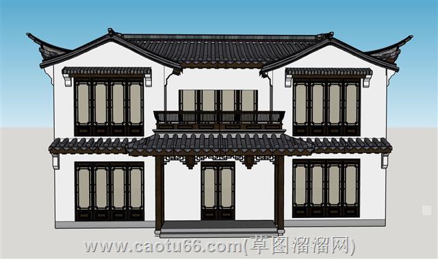 中式仿古住宅建筑su模型 2