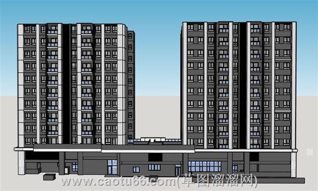 高层住宅单元楼SU模型 2