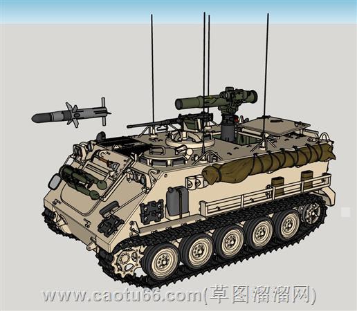 M113装甲输送车武器su模型 2