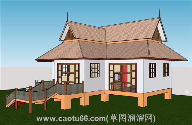 东南亚泰式住宅建筑su模型 2