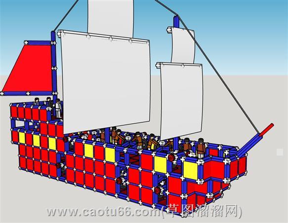 乐高玩具船积木船su模型 2