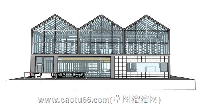 简化温室大棚建筑su模型 2