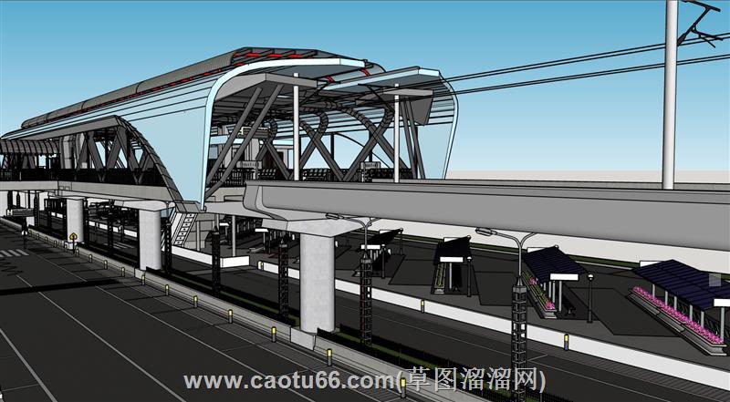 轻轨道路基建su模型 2