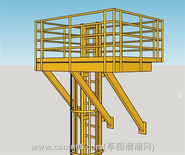 登高平台工业爬梯su模型 2