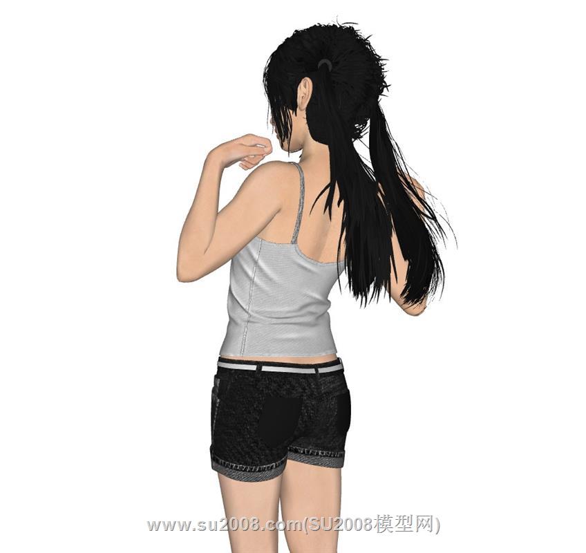 俏皮女孩美女人物su模型 3