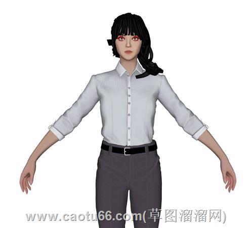 站姿白领女人su模型 3