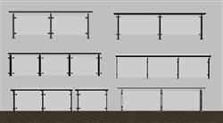 玻璃栏杆楼梯护栏su模型 免费sketchup模型下载