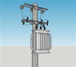 电线杆变压器su模型 免费sketchup模型下载