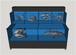 海鲜池鱼缸鱼摊位su模型
