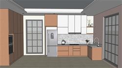 现代厨房空间的su模型 免费sketchup模型下载