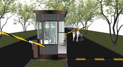 保安岗小区岗亭闸机su模型 免费sketchup模型下载