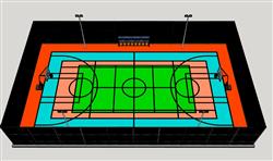 露天户外篮球场su模型 免费sketchup模型下载