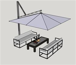 遮阳伞座椅太阳伞模型 免费sketchup模型下载