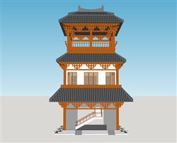 仿古建筑阁楼钟鼓楼模型