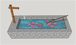 惊鹿竹滴水景观水池模型