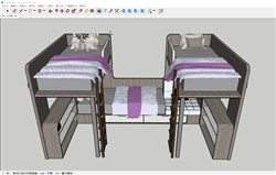 多人高低铺上下铺的SU模型