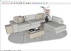 沙发花瓶茶几的SU模型
