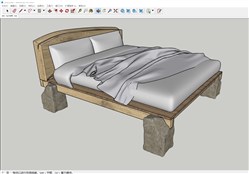 自然元素床铺的SU模型