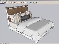 现代床铺的SU模型