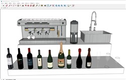 咖啡机和红酒瓶的sketchup模型