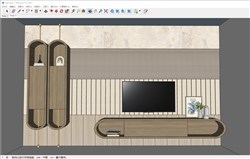 木质电视墙电视柜的sketchup模型