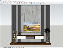 现代电视柜电视墙的sketchup模型
