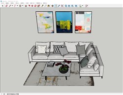 L形沙发茶几组的sketchup模型