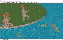 钓鱼的稻草人的sketchup模型