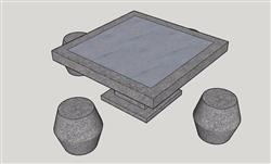 石桌石凳模型