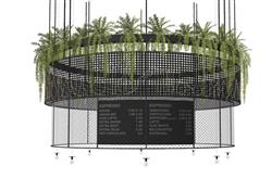 时尚感十足的圆形吧台植物吊灯模型分享 免费sketchup模型下载