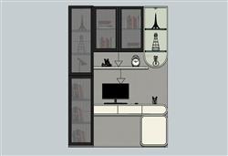 书桌写字桌书柜SU模型