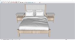 木制双人床SU模型