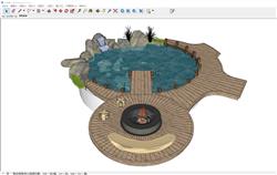 BBQ烧烤火堆水池SU模型